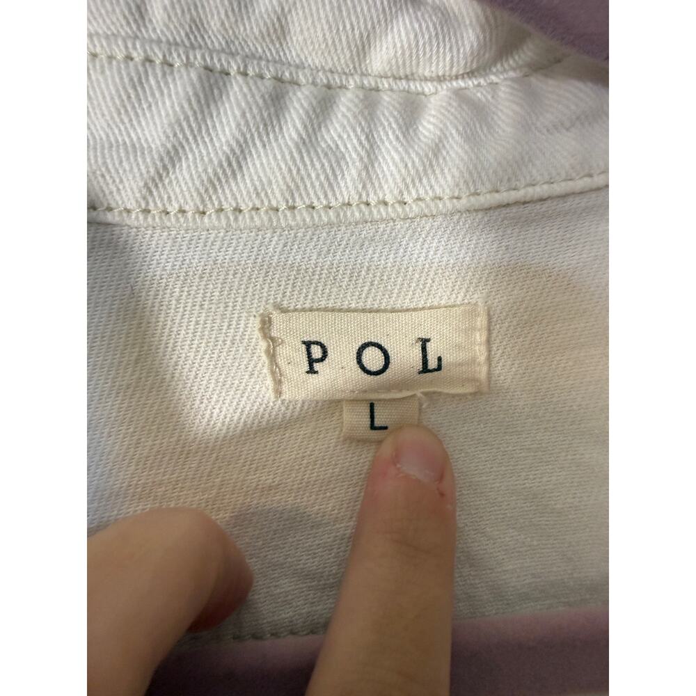 EUC POL Patchwork Button Up Jacket Shacket Cream … - image 5